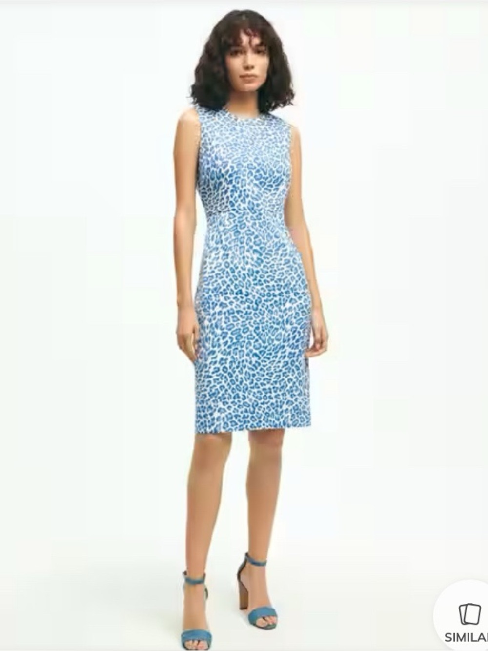 Brooks Brothers Sheath Dress Blue Leopard Print Size 10 Professionally Tailored